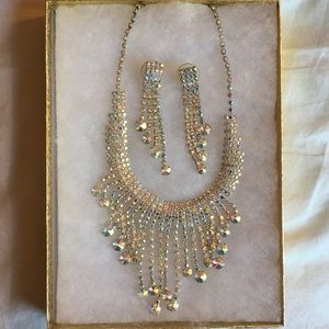 Rhinestone Statement Necklace and Earrings Set